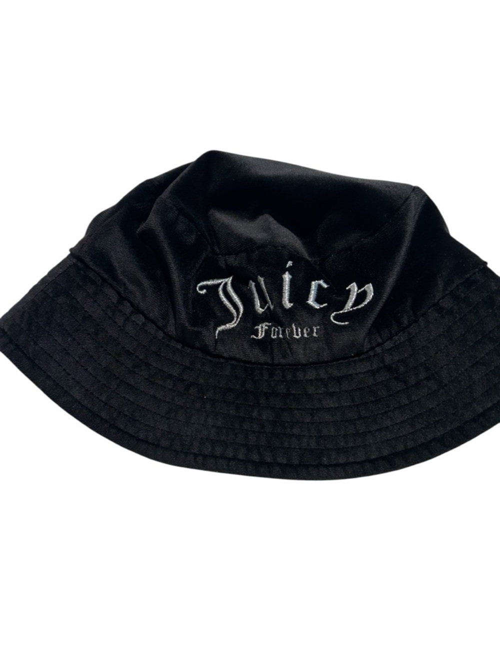 Juicy Couture Black Bucket Hat with White 'Juicy Forever' Embroidery